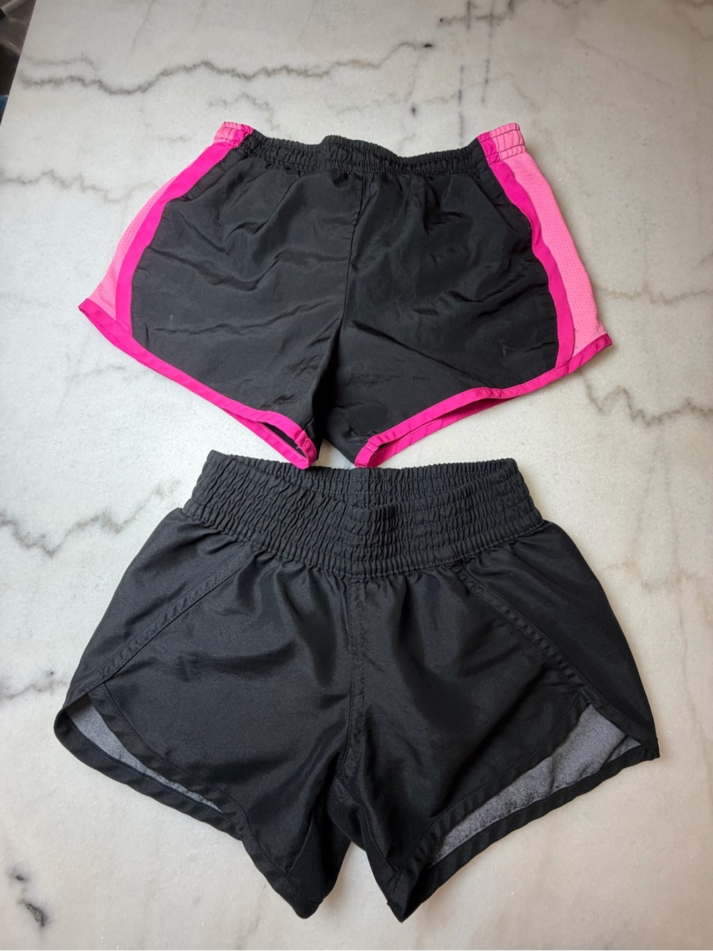 Girls 2 Pack OP Black Shorts & Danskin Black Shorts with Hot Pink Trim - - Picture 1 of 6